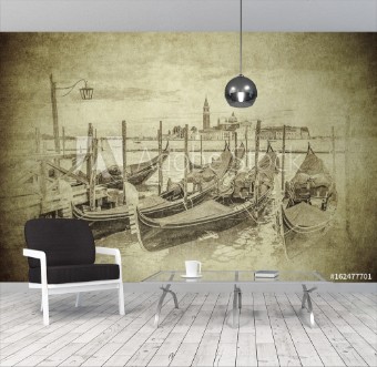 Picture of Vintage image of Gondolas at Grand Canal Venice Italy